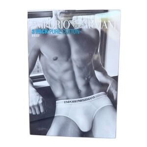 Emporio Armani Mens Size Small 3 Pack Pure Cotton Brief - White